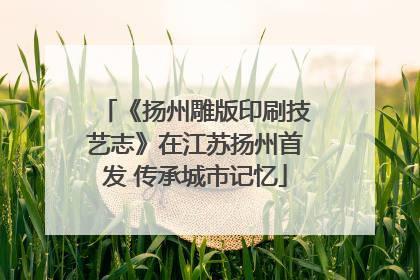 《扬州雕版印刷技艺志》在江苏扬州首发 传承城市记忆