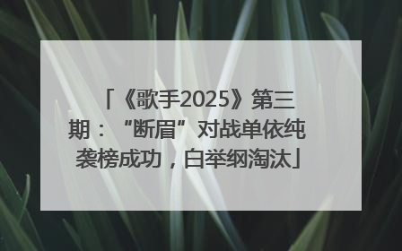 《歌手2025》第三期：“断眉”对战单依纯袭榜成功，白举纲淘汰