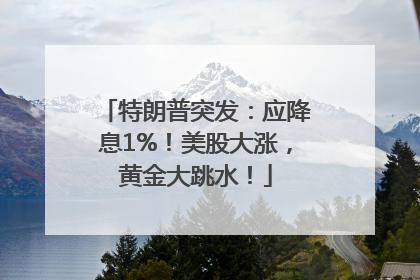 特朗普突发：应降息1%！美股大涨，黄金大跳水！