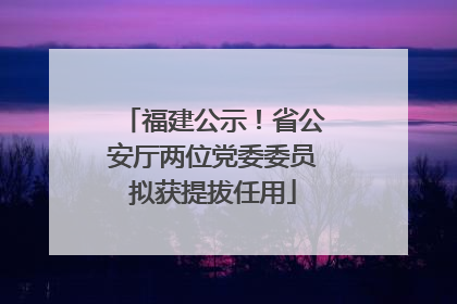 福建公示！省公安厅两位党委委员拟获提拔任用