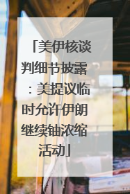 美伊核谈判细节披露：美提议临时允许伊朗继续铀浓缩活动