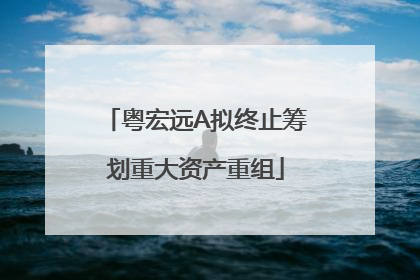 粤宏远A拟终止筹划重大资产重组