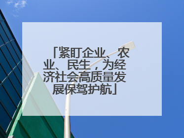 紧盯企业、农业、民生，为经济社会高质量发展保驾护航