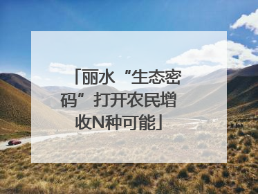 丽水“生态密码”打开农民增收N种可能