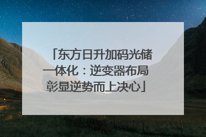 东方日升加码光储一体化：逆变器布局彰显逆势而上决心