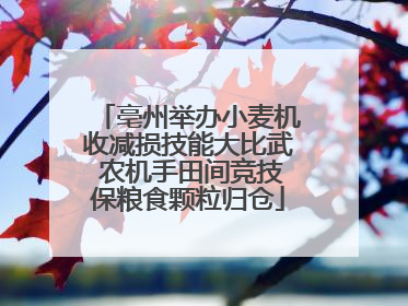 亳州举办小麦机收减损技能大比武 农机手田间竞技保粮食颗粒归仓
