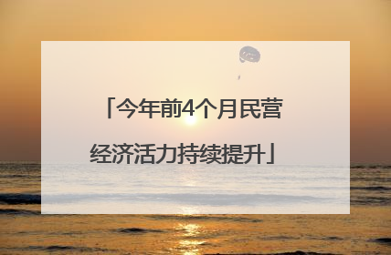 今年前4个月民营经济活力持续提升