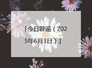 今日辟谣（2025年6月3日）