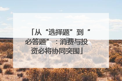 从“选择题”到“必答题”：消费与投资必将协同突围
