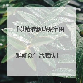 以精准救助兜牢困难群众生活底线