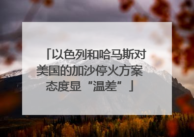 以色列和哈马斯对美国的加沙停火方案态度显“温差”