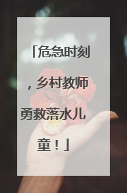 危急时刻，乡村教师勇救落水儿童！