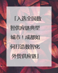 入选全国数智供应链典型城市！成都如何打造数智化外贸供应链
