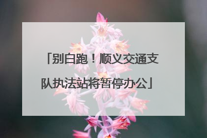 别白跑！顺义交通支队执法站将暂停办公
