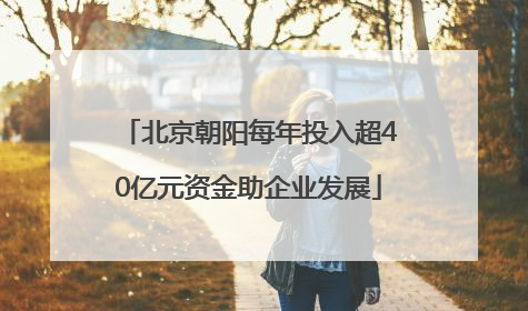 北京朝阳每年投入超40亿元资金助企业发展