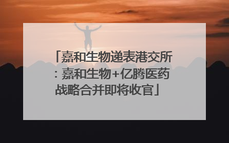 嘉和生物递表港交所：嘉和生物+亿腾医药战略合并即将收官