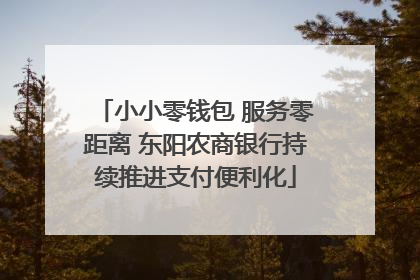 小小零钱包 服务零距离 东阳农商银行持续推进支付便利化