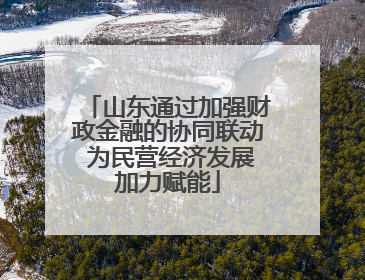 山东通过加强财政金融的协同联动 为民营经济发展加力赋能