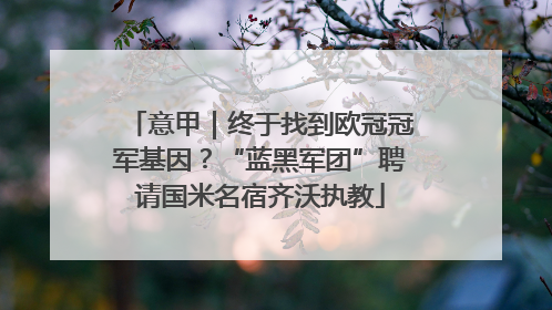 意甲｜终于找到欧冠冠军基因？“蓝黑军团”聘请国米名宿齐沃执教