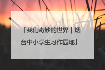 我们奇妙的世界｜烟台中小学生习作园地
