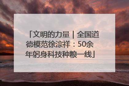 文明的力量｜全国道德模范徐淙祥：50余年躬身科技种粮一线