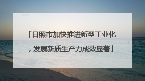 日照市加快推进新型工业化，发展新质生产力成效显著