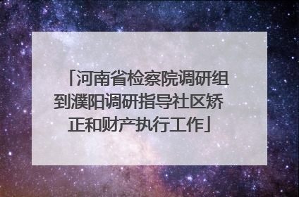河南省检察院调研组到濮阳调研指导社区矫正和财产执行工作