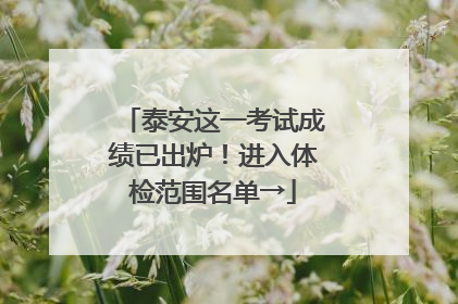 泰安这一考试成绩已出炉！进入体检范围名单→