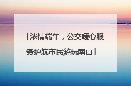 浓情端午，公交暖心服务护航市民游玩南山