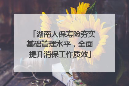 湖南人保寿险夯实基础管理水平，全面提升消保工作质效