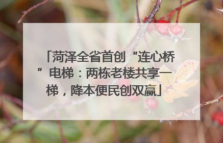 菏泽全省首创“连心桥”电梯：两栋老楼共享一梯，降本便民创双赢