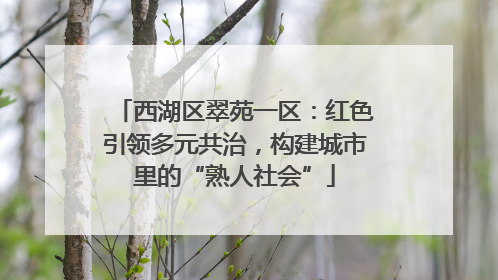 西湖区翠苑一区：红色引领多元共治，构建城市里的“熟人社会”