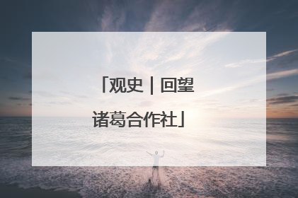 观史｜回望诸葛合作社
