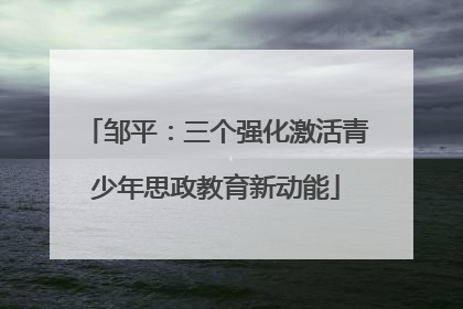 邹平：三个强化激活青少年思政教育新动能
