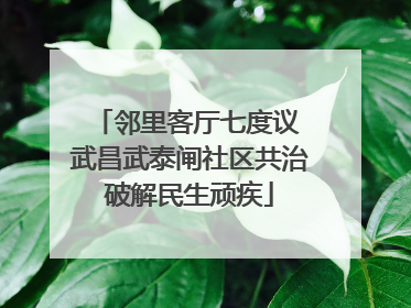 邻里客厅七度议 武昌武泰闸社区共治破解民生顽疾