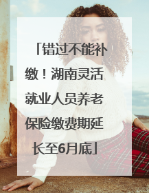 错过不能补缴！湖南灵活就业人员养老保险缴费期延长至6月底