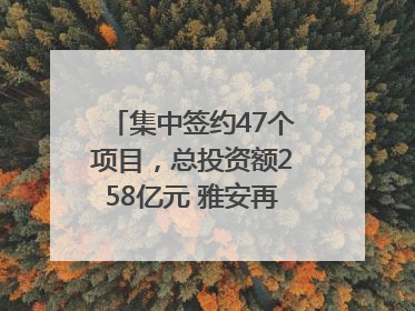 集中签约47个项目，总投资额258亿元 雅安再添发展“新引擎”｜数读西投
