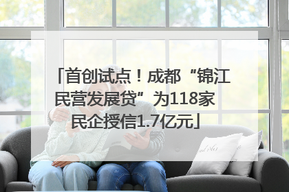 首创试点！成都“锦江民营发展贷”为118家民企授信1.7亿元