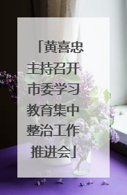 黄喜忠主持召开市委学习教育集中整治工作推进会